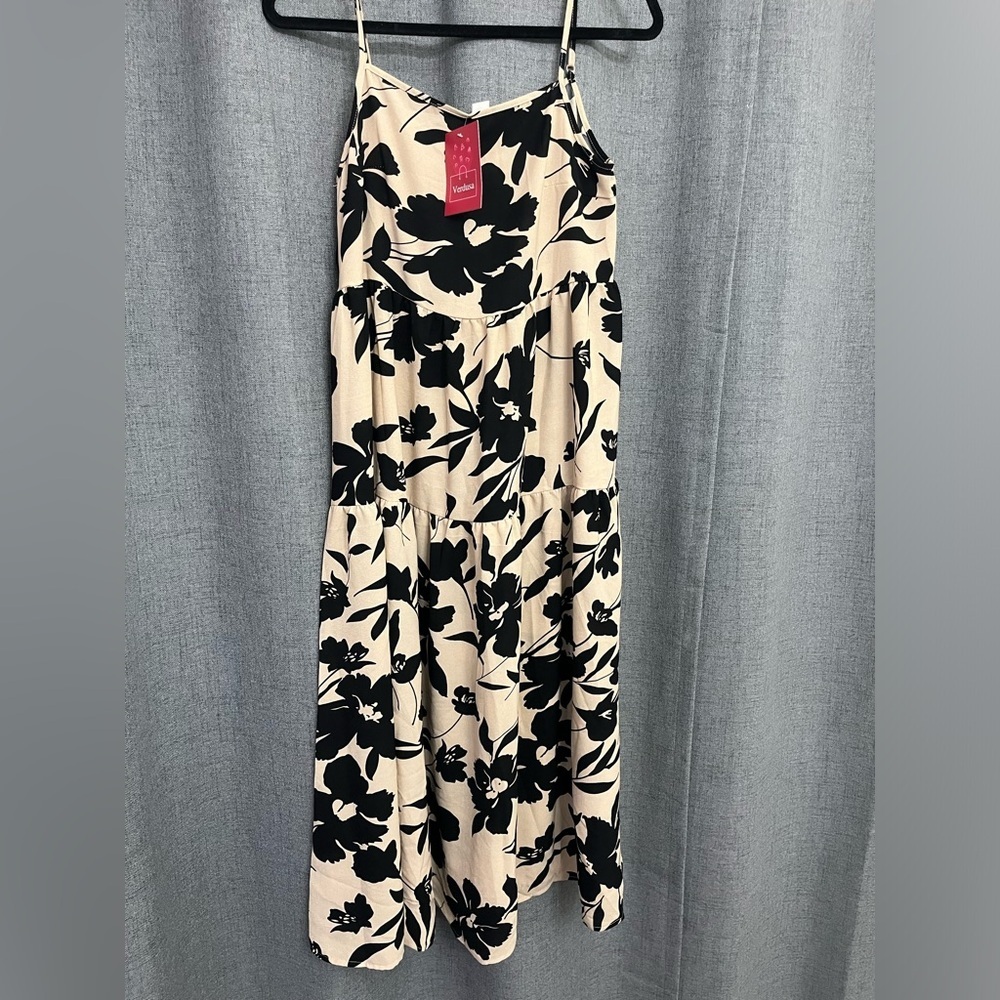 Verdusa Women's Floral Print Ruffle Hem Sleeveless A Line Swing Cami Long Dress - Picture 6 of 8